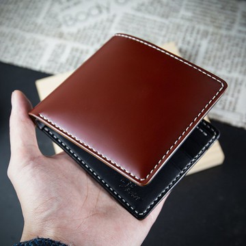 【客製化禮物】【皮夾、銀包】酒紅Cordovan馬臀皮  客製刻字 Mis