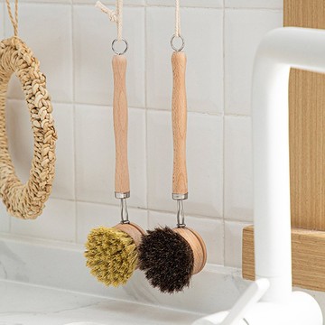 日本霜山 櫸木柄馬毛刷頭清潔刷