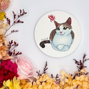 【貓瘋子】圓形硅藻土杯墊K