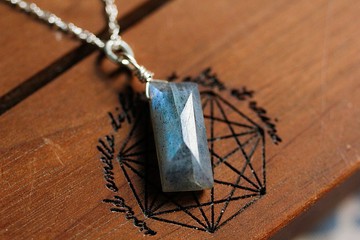 藍暈拉長石原石925純銀鎖骨鏈/Choker
