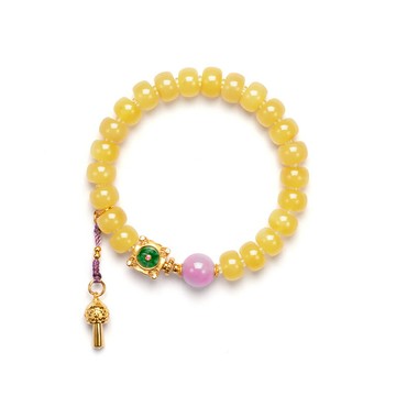 【巴黎精品】現貨+預購 蜜蠟手鍊手串女手珠平安擋煞防小人轉運淨化招財開運-7*9mm紫鋰輝鍍18K金a1ha79