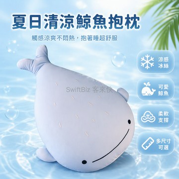台灣出貨✨ 冰絲鯨魚抱枕 夏季清涼靠墊 柔軟毛絨玩偶 45cm 65cm 可選 女生午睡枕 居家沙發裝飾