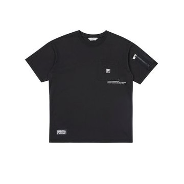 FILA官方直營 男款 #復古飛馳 棉短袖圓領T恤 上衣-黑 1TEZ-5411-BK