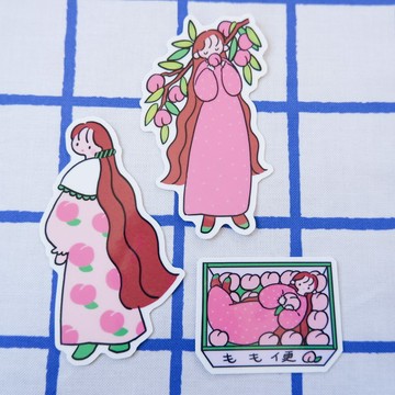 【組合價】防水貼紙：櫻桃女孩與貓咪 三件組