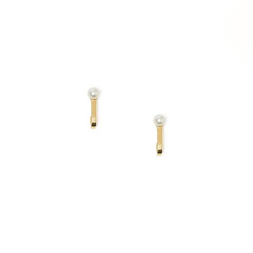 簡約珍珠耳環 925銀厚鍍18K金 Upper Crutch Earring
