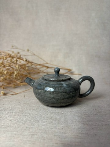 柴窯焠藍茶壺-E