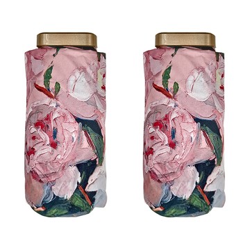 悅生活 GoTrip微旅行 古典油畫極輕六折抗紫外線晴雨傘 外花內黑 粉芍藥 2支