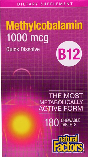 Natural Factors B12 Methylcobalamin 1000 mcg - 180 Chewable Tablets