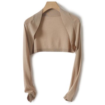 (免運)小短款冰絲針織防曬衫開衫外套女夏季配吊帶裙外搭披肩空調衫上衣