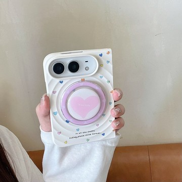 波漾紋 彩色愛心 磁吸支架  iPhone DUO 蘋果 duo 防摔 手機殼 折疊 磁吸 保護套