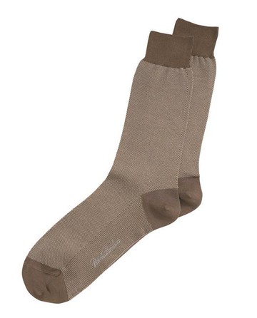 Brooks Brothers Men's Cotton Bird's Eye Crew Socks | Tan