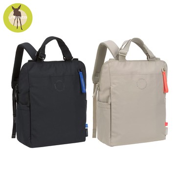 Lassig-2WAY 多功能文青日常後背媽媽包-燕麥奶/消炭黑