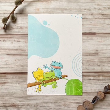 三兄弟青蛙明信片 夏日溫柔動物插畫 1 張