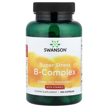 Swanson, 含維生素 C 的 Super Stress B-複合物，100 粒膠囊