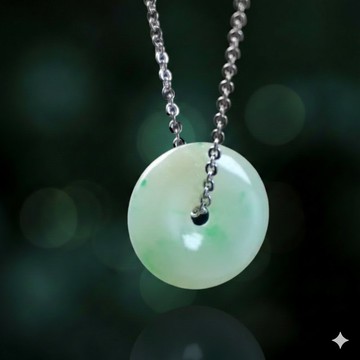 冰種飄綠翡翠平安扣項鍊 | 天然緬甸玉翡翠A貨 | 送禮