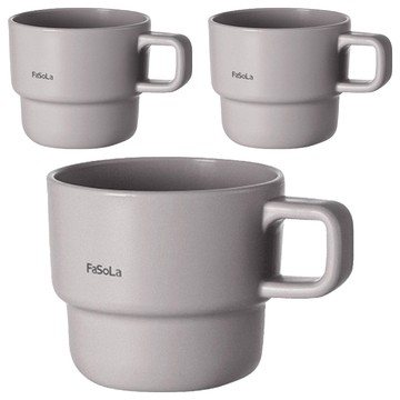 FaSoLa 淡雅系創意疊疊漱口杯 320ml 灰色  3個