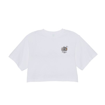 5th STREET｜山形｜女裝｜短版罐頭繡花圖案短袖T恤｜白色