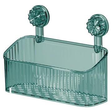 德利生活 輕奢吸盤式壁掛收納盒 大號 免釘安裝浴室收納置物架  透明綠  1個