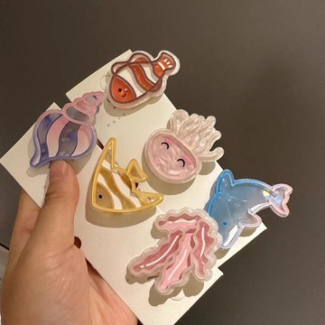 🥇隔日達出💎海洋系列髮夾 校園百搭小魚髮夾ins高顏值碎髮夾鴨嘴夾小海豚髮卡