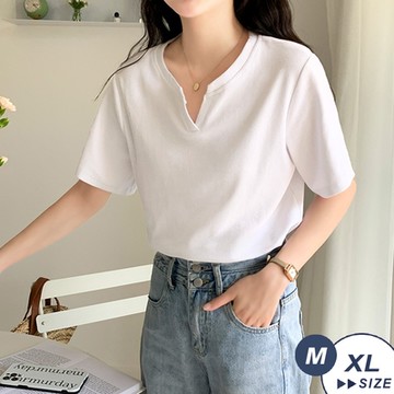 【LANNI 藍尼】現+預 百搭簡約小V領打底上衣(春夏/短袖上衣/V領設計/棉T)