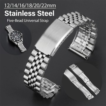 SEIKO 12 14 16 18 20 22 毫米不銹鋼錶帶適用於歐米茄通用金屬錶帶女士男士手鍊可調節扣配件適用於精工