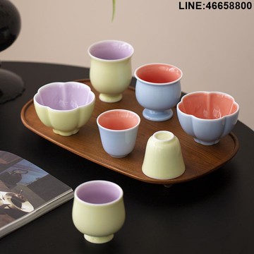免運 開立發票 茶具 伴手禮  羊脂玉瓷花瓣杯梅花杯品茗杯主人杯個人專用復古單杯功夫茶杯中式