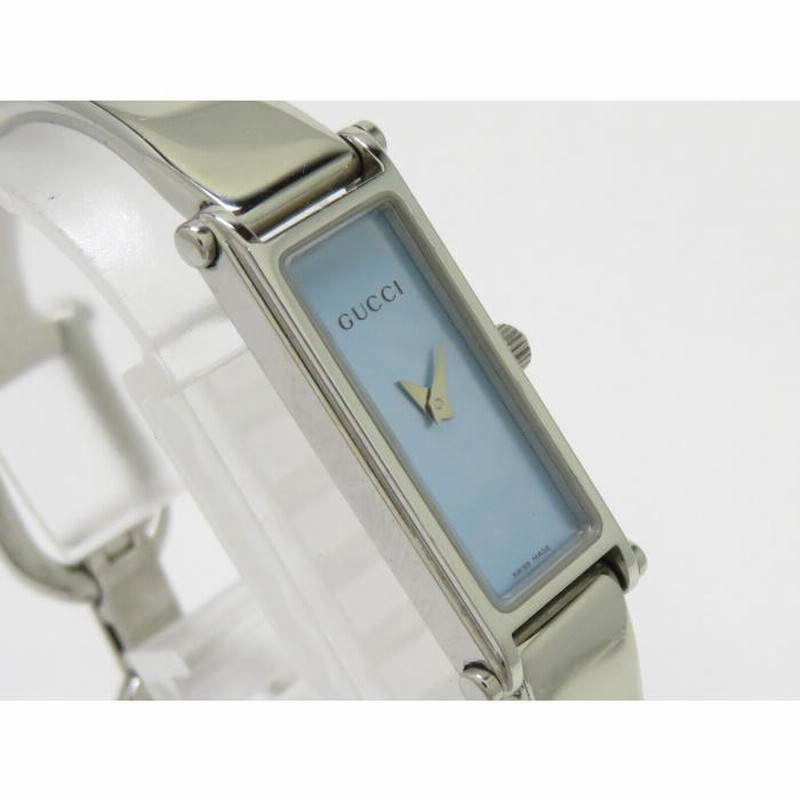 中古】GUCCI レディース腕時計 バングルウォッチ SS ブルー