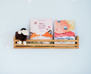 兒童房壁掛式書架，蒙台梭利，天然木材