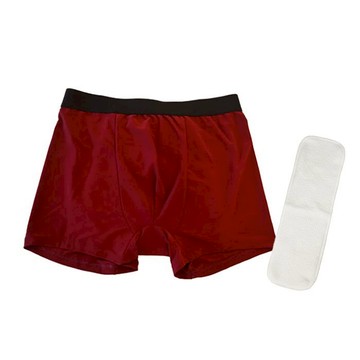 【海夫健康生活館】IOHS十分幸福 日本速吸男性尿用內褲純棉50c.c.紅(2代)+成人布尿布200c.c.