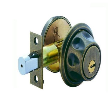 【加安牌】外轉上鎖式 青古銅 單面輔助鎖 空轉防盜設計 輔助鎖 卡霸鑰匙 粉體塗裝 房間鎖 房門 辦公室