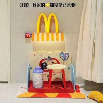 新上架👉貓貓食堂置物架家用客廳寵物餐桌氛圍感佈置麥噹噹主題貓咪小飯桌交換禮物 送朋友禮物