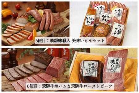 飛騨味職人「おさだ食品 定期便」牛肉 飛騨牛 贈答 ギフト 隔月配送 セット ローストビーフ ウインナー ハム