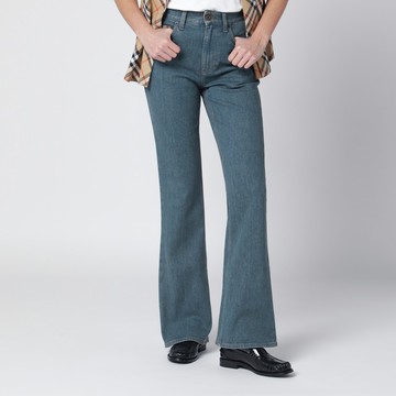 Mid-blue jeans with Check-pattern pocket