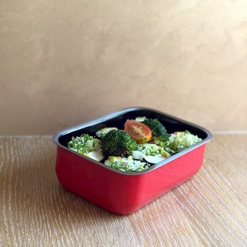 【SIEGWERK】德國不鏽鋼琺瑯保鮮鍋-方形1入-600ML火焰紅