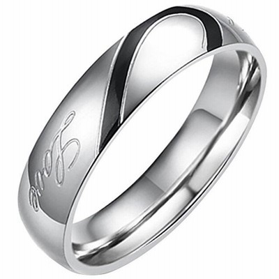 Flongo ペア指輪 メンズリング 結婚指輪 刻印入 Love＆ハート モチーフ 愛 幸せ 恋人 ステンレス シンプル 人気 男の子 プレ