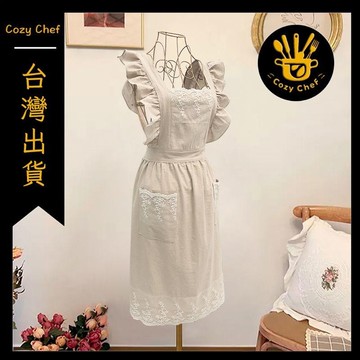 ✨️臺灣出貨✨️暖廚小築✅可開發票可愛時尚蕾絲花邊圍裙公主風圍腰家用廚房防污罩衣餐飲專用工作服