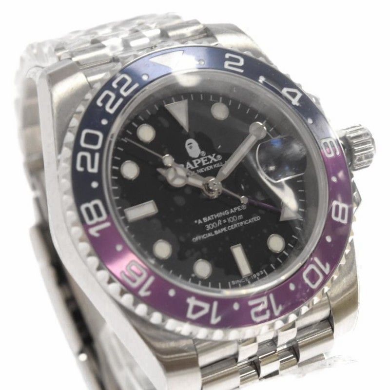 A BATHING APE アベイシングエイプ 23SS TYPE 2 BAPEX #1 1J30187001 腕時計 アナログ  シルバー/ブルー/パープル | LINEショッピング