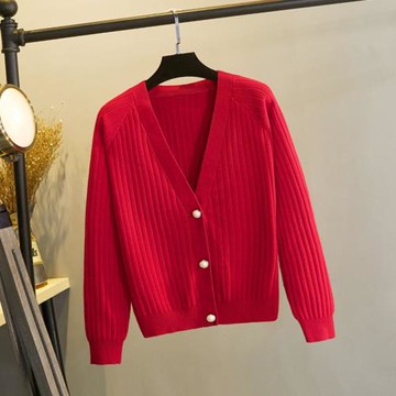 2024春秋季新款針織衫毛衣長袖v領開衫女春季短款修身披肩厚外套