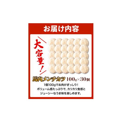 ふるさと納税 熊本県 御船町 馬肉メンチカツ 100g×30個 計3kg 千興ファーム 馬肉 冷凍 《60日以内に順次出荷(土日祝除く)》ジューシー　揚げ物 肉 熊本県御船…