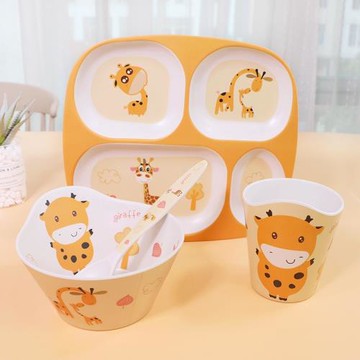 竹纖維環保材質兒童餐盤碗杯勺套裝耐摔輔食寶寶分格盤安全嬰兒盤