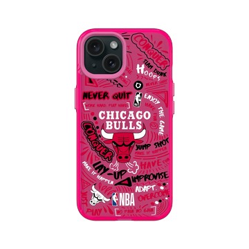 iPhone 15 Clear 粉漾桃 - NBA - 塗鴉系列-芝加哥公牛 Chicago Bulls - Graffiti