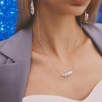 SLOW ROVER｜多重宇宙 時空旅行漸變珍珠鎖骨鏈 - 純銀
