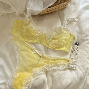 加購158件🔥小衆性感透視網紗女士內衣大胸顯小軟鋼圈上託防下垂側收文胸套裝TG7U