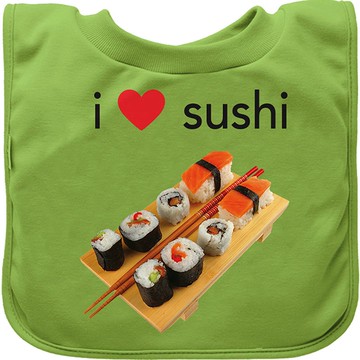 美國 green sprouts 小綠芽 - 套頭式雙層吸水/防水【口水巾圍兜】單入組-綠色壽司