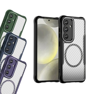 RUGGED SHIELD 領先Pro 三星 Galaxy S25 鋁合金鏡頭框 碳纖紋磁吸防摔殼 手機殼