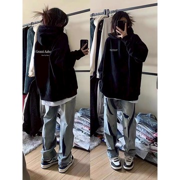 高階穿搭玩家 帽t 帽踢 美式 連帽衛衣 長袖上衣 刷毛 寬鬆帽踢 韓國帽t 重磅帽t 韓版衣服 帽t/大學t 冬天衣服