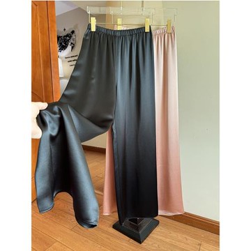 光澤感 三醋酸闊腿褲！顯腿長百搭 夏季松緊腰高腰顯瘦拖地長褲女