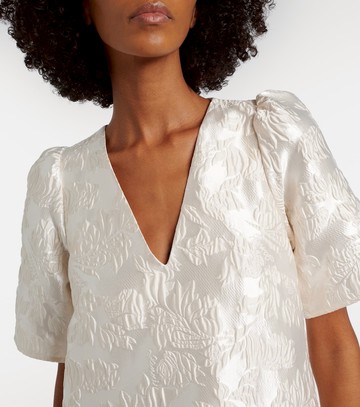 Ganni Floral satin cloqué minidress