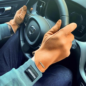 外貿原尾單大牌剪標出口余單真品折扣訂單尾貨麂皮絨五指男款手套