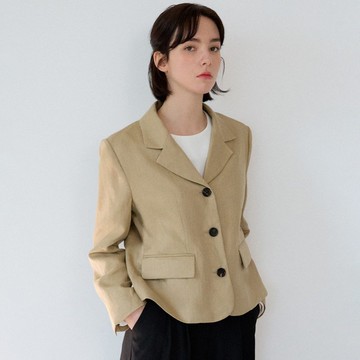 Korea sisterhood, Basic Linen Jacket Short - Khaki